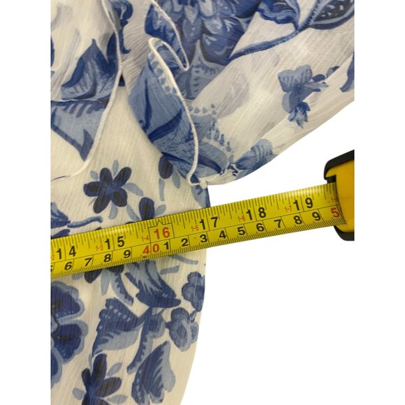 Zara Womens Midi Dress S Small White Blue Printed Elastic Waist 3099/246 NWD - Picture 12 of 14